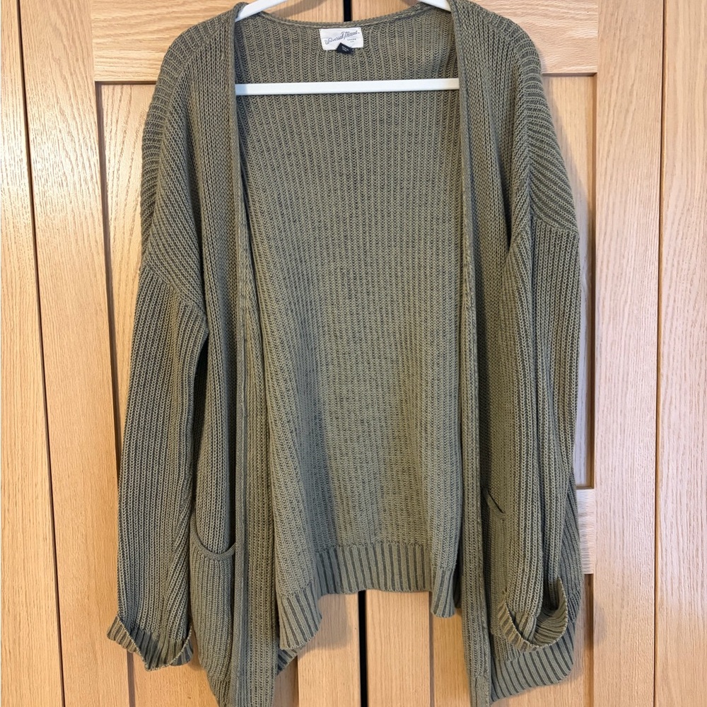 Universal Thread Olive Open-Front Ribbed Cardigan